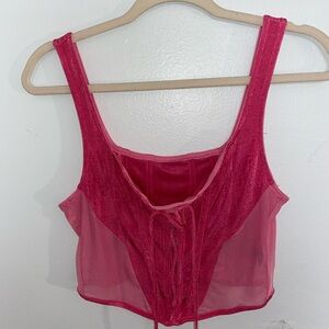 Pink Lace-Up Corset top